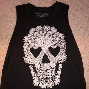 Dark Grey Skull Tank Top